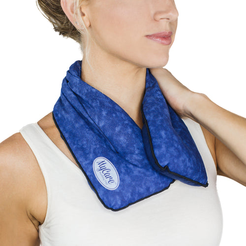 MyCare Microwavable Neck Wrap blue side lifestyle view