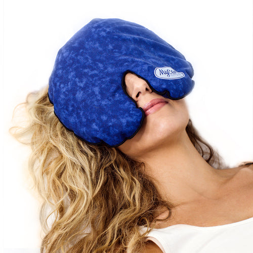 MyCare Hot Compress Face Mask blue front lifestyle view